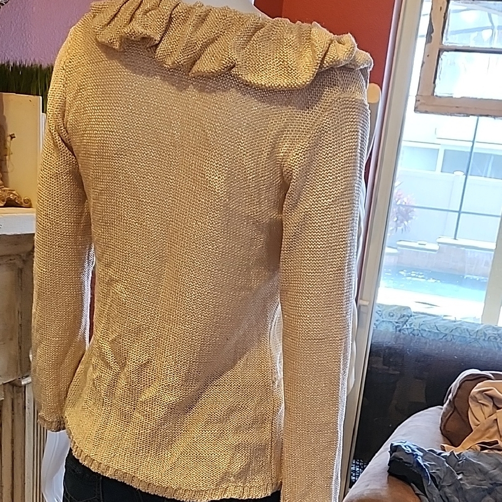 Cream Ruffled Button-Up Cardigan - Picture 3 of 4